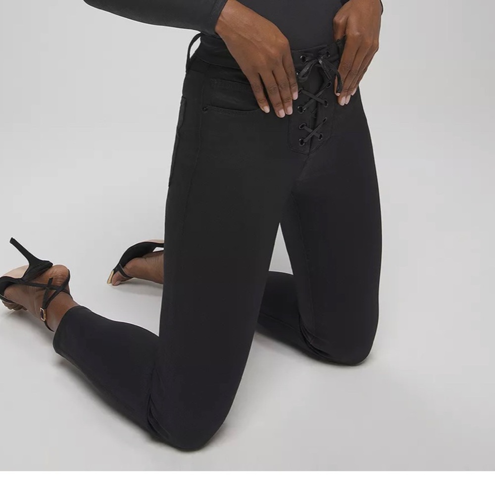Good American Good waist lace up jeans in black